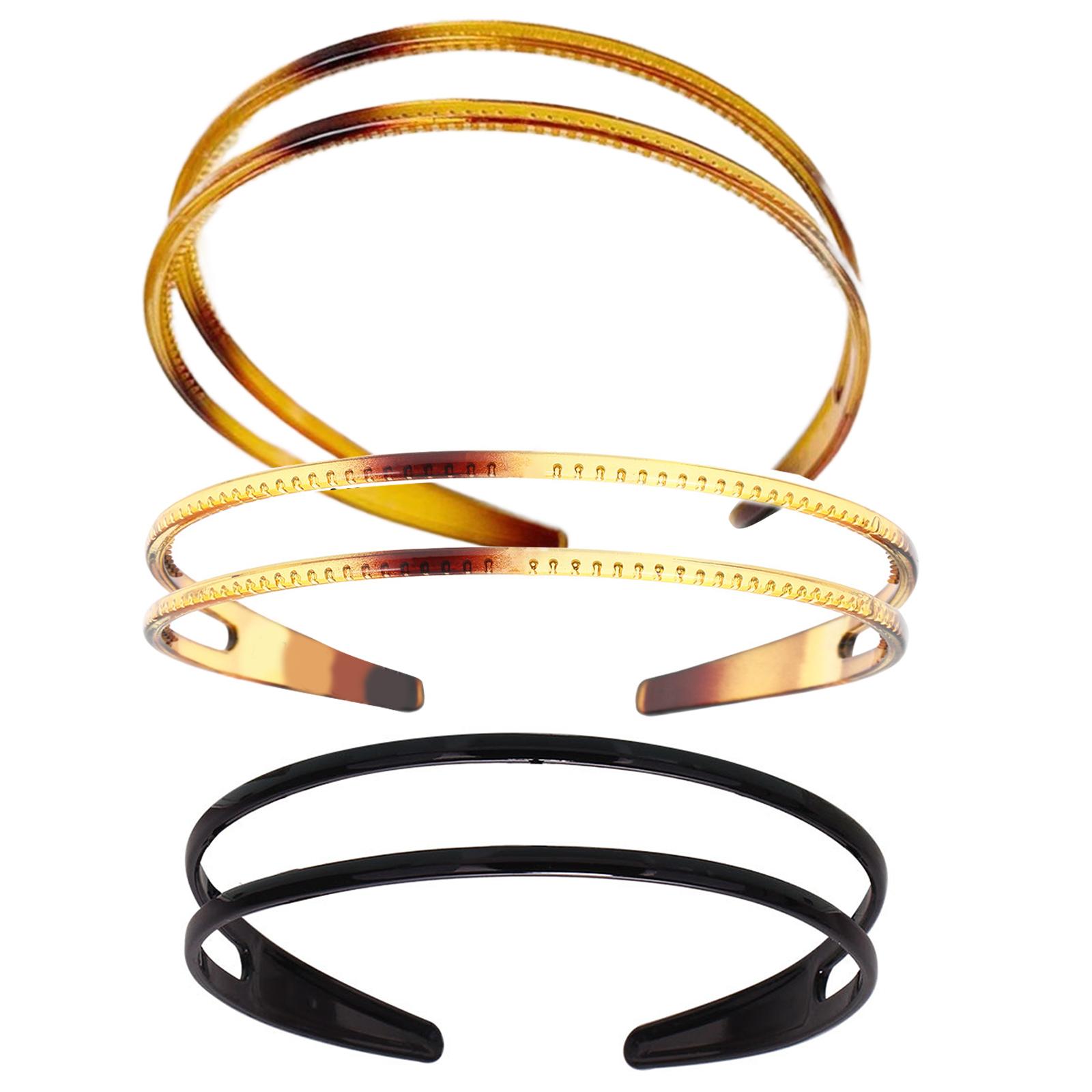 

Набор из 3 нескользящих повязок на голову для женщин, удобные в носке, широкие двухрядные ободки для волос для спорта и повседневного использования