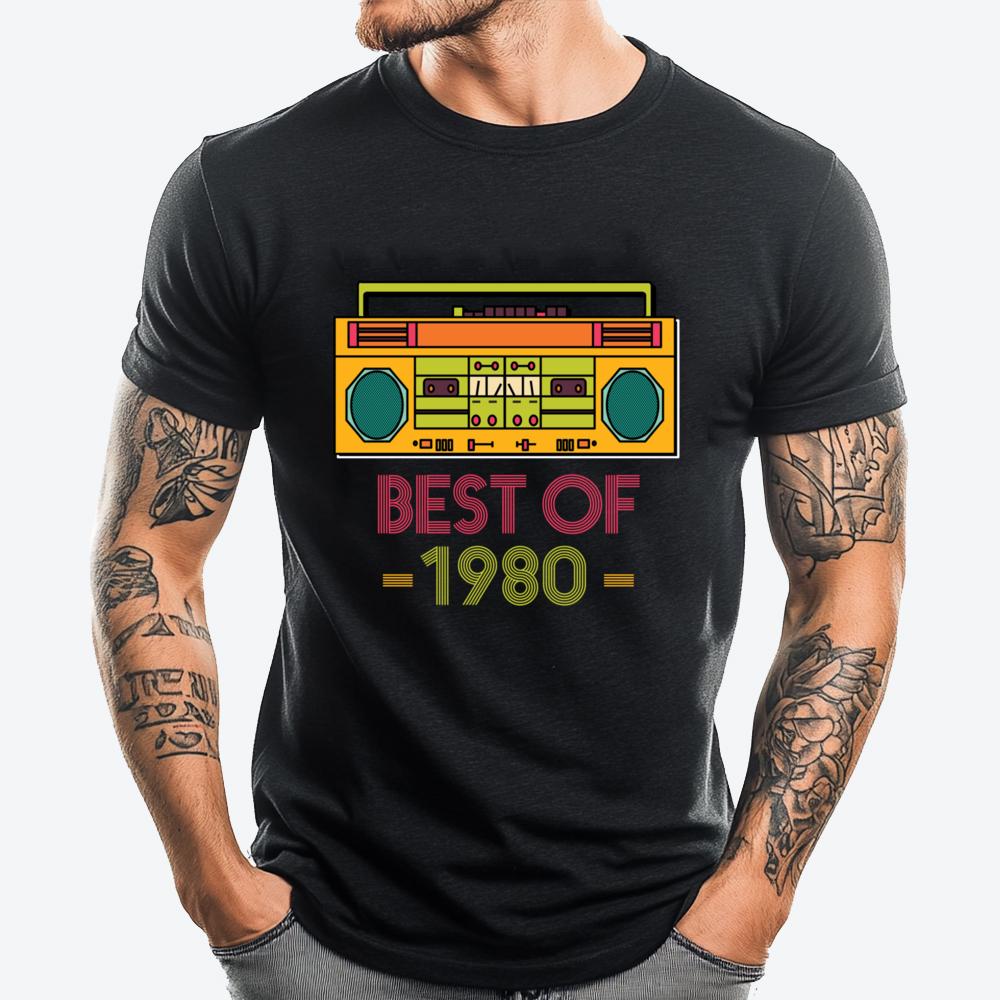 Retro Radio Best Of 1980 40 Years Old Birthday Cassette Mens Graphic Tshirts Women Men Clothes Print - Men s Summer Cotton Gr... S разноцветный