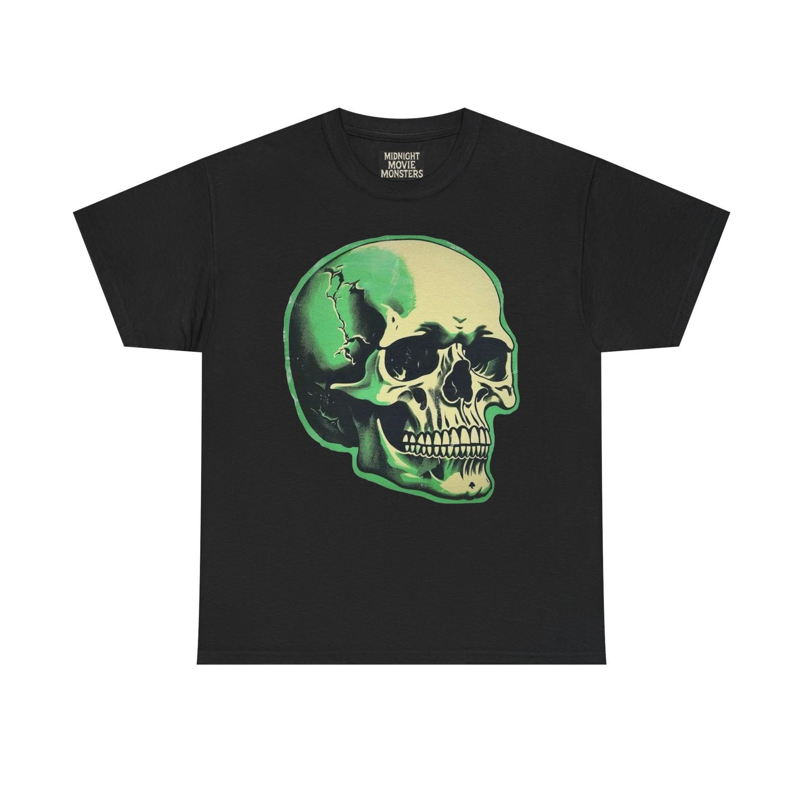 

Vintage HALLOWEEN Green Skull Die-cut T-Shirt Unisex Heavy Cotton Tee Shirt XXXL