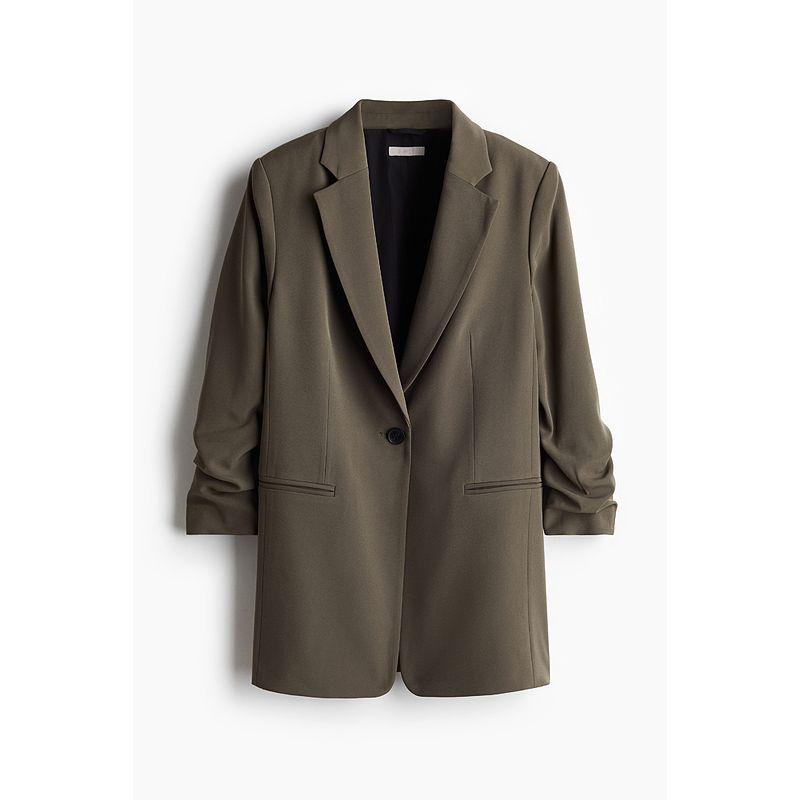 

HM Women s Suits Autumn Fashion Casual Loose Cropped Pleated Sleeve Coat Top 1082177