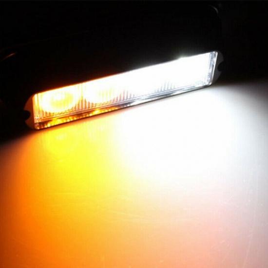 4 LED Amber/White Car Truck Beacon Strobe Flash Warning Light 12V