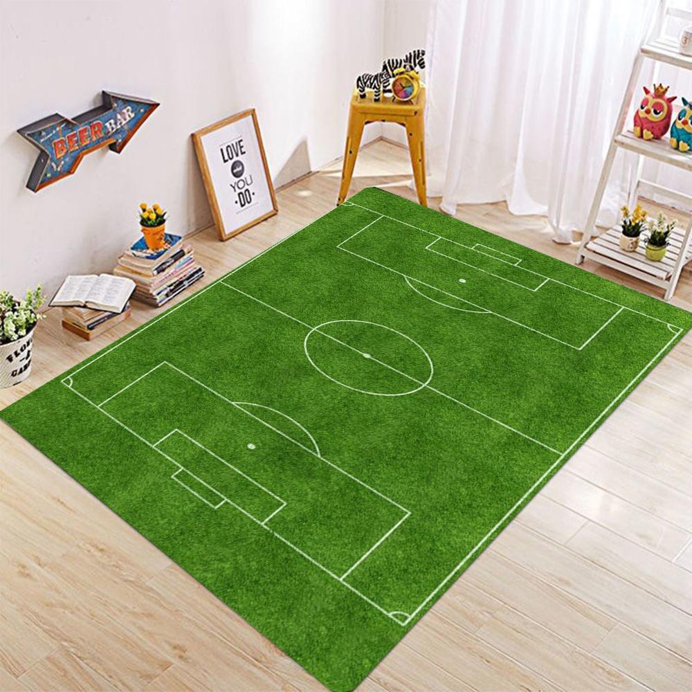 Football Field Pattern Carpet for Living Room Anti Slip Doormat Suitable Bedroom Kids Play Area Sports Floor Mat for Home Decor