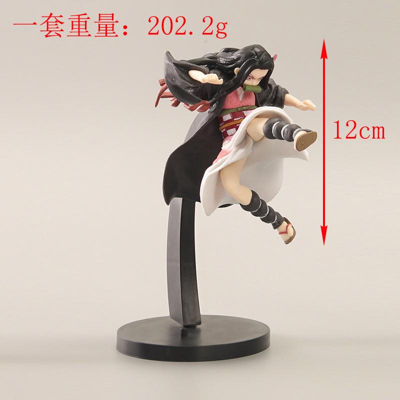 12CM Anime Demon Slayer Kamado Nezuko Fighting Stance Kick Model Toy Gift Collection For Kids PVC Aciton Figure