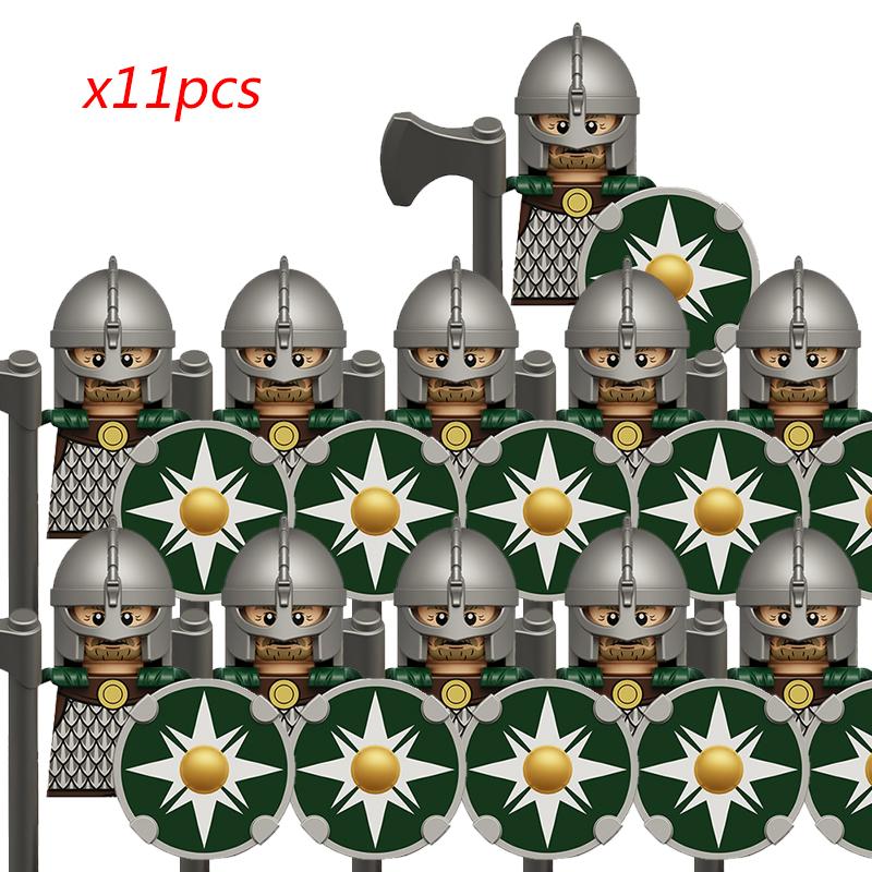 11PCS LOTR Elves Soldier Orcs Army Figures Armor Guard Warrior Archer Medieval Knights Building Blocks Bricks toys for kid gifts