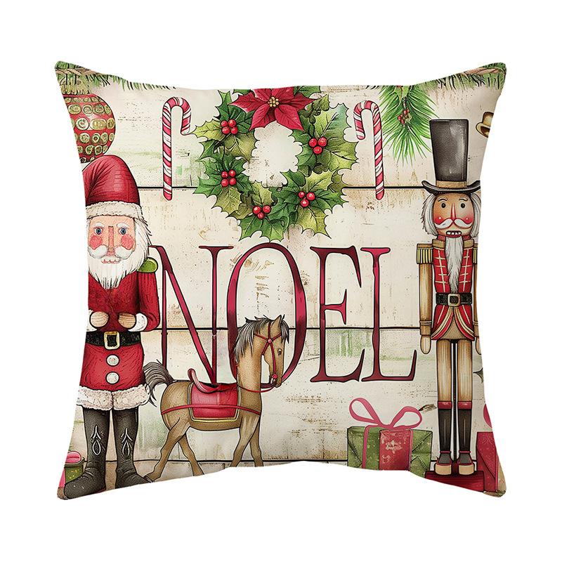 New Christmas Pillow Cover Super Soft Short Plush Printed Sofa Decorative Cushion Cover Home Cushion