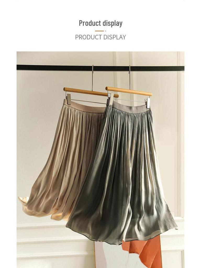 New Women's Iridescent Double Layer Pleated Puff Skirt - Korean Style Fairy Mesh Skirt