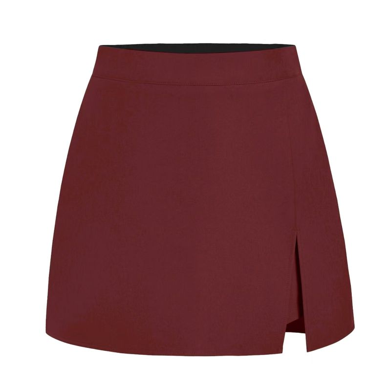 

Western Style Fashion Zip-up High Waist Split Skirt High Waisted Split Skirt Pants Burgundy L
