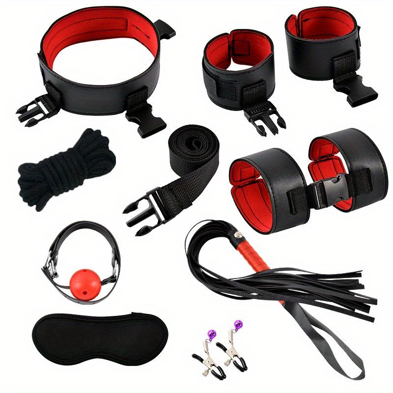 9pcs SM Erotic Supplies Set: SM Bondage Bundle with Leather Couple Sex Toys - Elevate Your Sex Life!