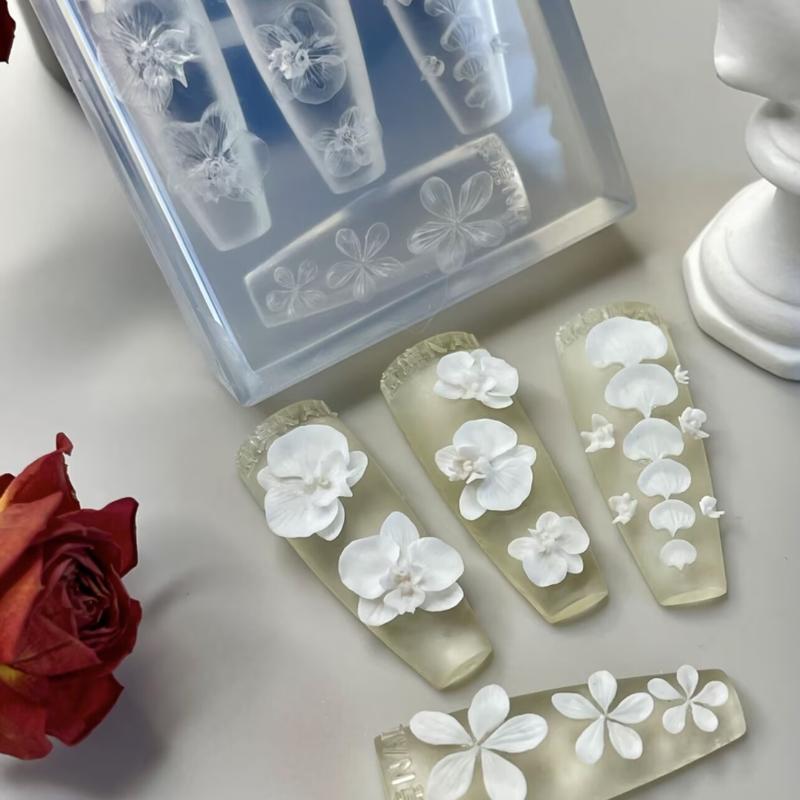 

3D прозрачная силиконовая форма для ногтей DIY украшения для нейл-арта Шаблоны для маникюра Цветок Фаленопсиса Для ногтей Ювелирные изделия Поделки ONESIZE