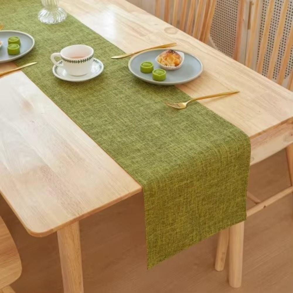 Simple Linen Table Runner Rectangular Solid Color Table Cloth Double-sided Household Dining Tables Decor