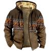 Indian Totem Print Cotton Suit Men'S Loose Lamb Wool Inner Western Style Warm Hooded Jacket Top