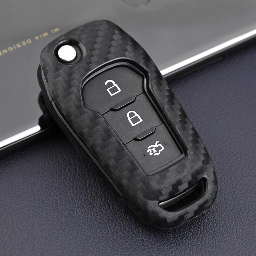 Carbon Fiber Texture Key Case for Ford: Fits Mondeo, Lincoln, Mustang, Focus - Protective Shell