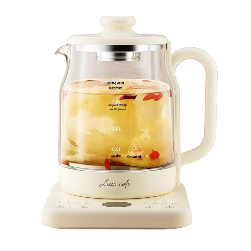 Multifunctional Health Pot: Automatic Tea Brewer & Stew Kettle with Heat Preservation, Glass Body and Immortal Home Design 16 Functions