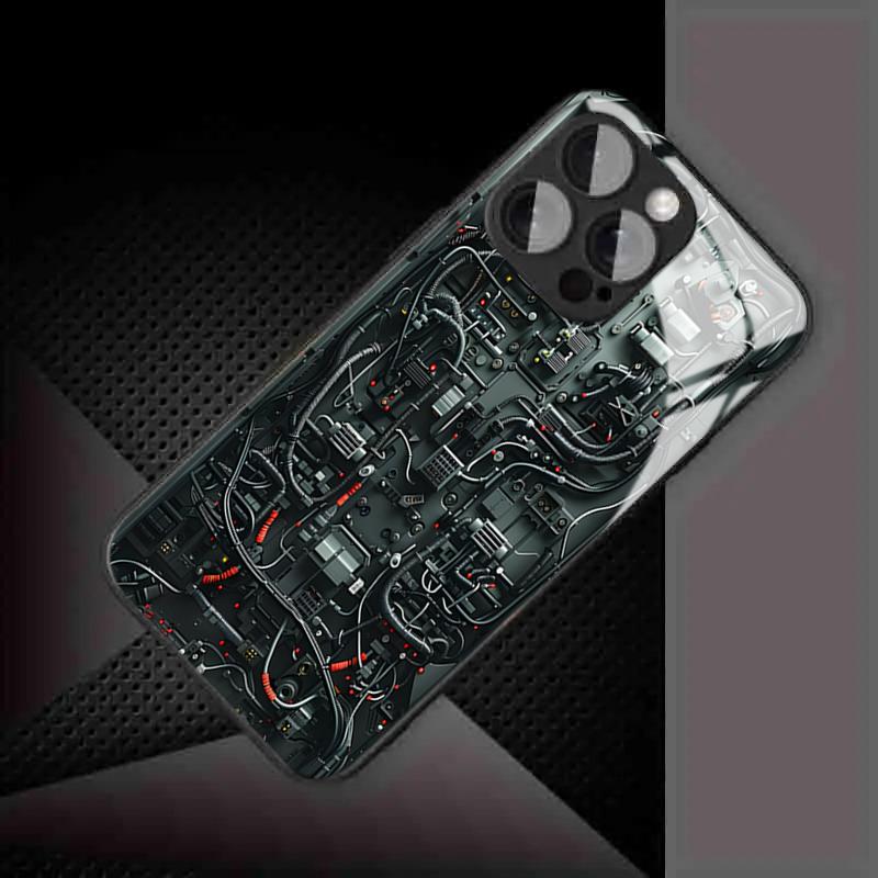 Mechanical Circuit Board Tempered Glass Phone Case For Samsung Galaxy S26 Ultra S25 FE S24 S23 Plus 5G Lens Protection Cover