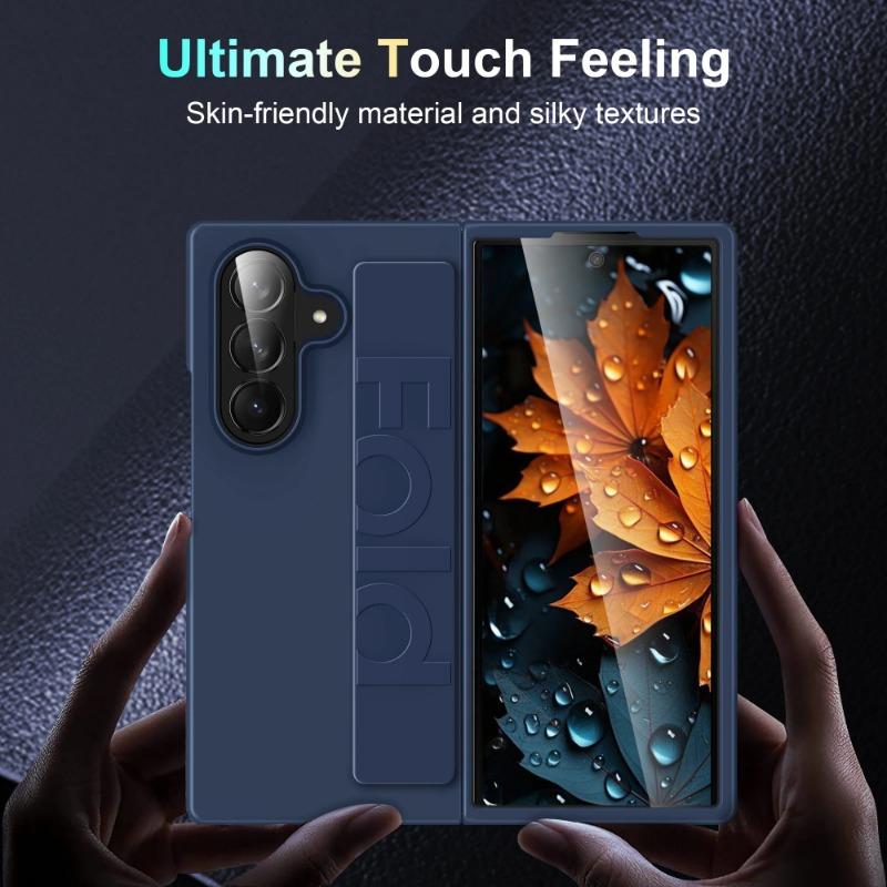 Samsung Galaxy Fold 7 6 5 4 3 5G Folding Shockproof Hard Back Cover Luxury Ultra-thin Matte Silicone Wrist Strap Case