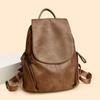 Ladies' Soft Leather Double Shoulder Bag, Fashionable Backpack, Large Capacity, Casual Travel Bag