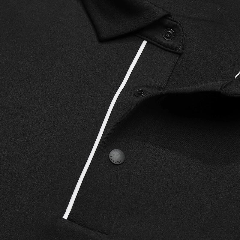 Fila Golf Series Simple Texture Casual Sports Comfortable Knitted Long Sleeve Polo Shirt Men Tops Deep-Black A11M615210FBK