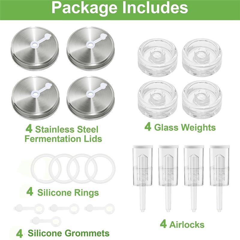 A03F-Fermentation Kit For Wide Mouth Mason Fermentation Jar,Pickling/Sauerkraut Kit For Mouth Mason Ja(Jars Not Included)