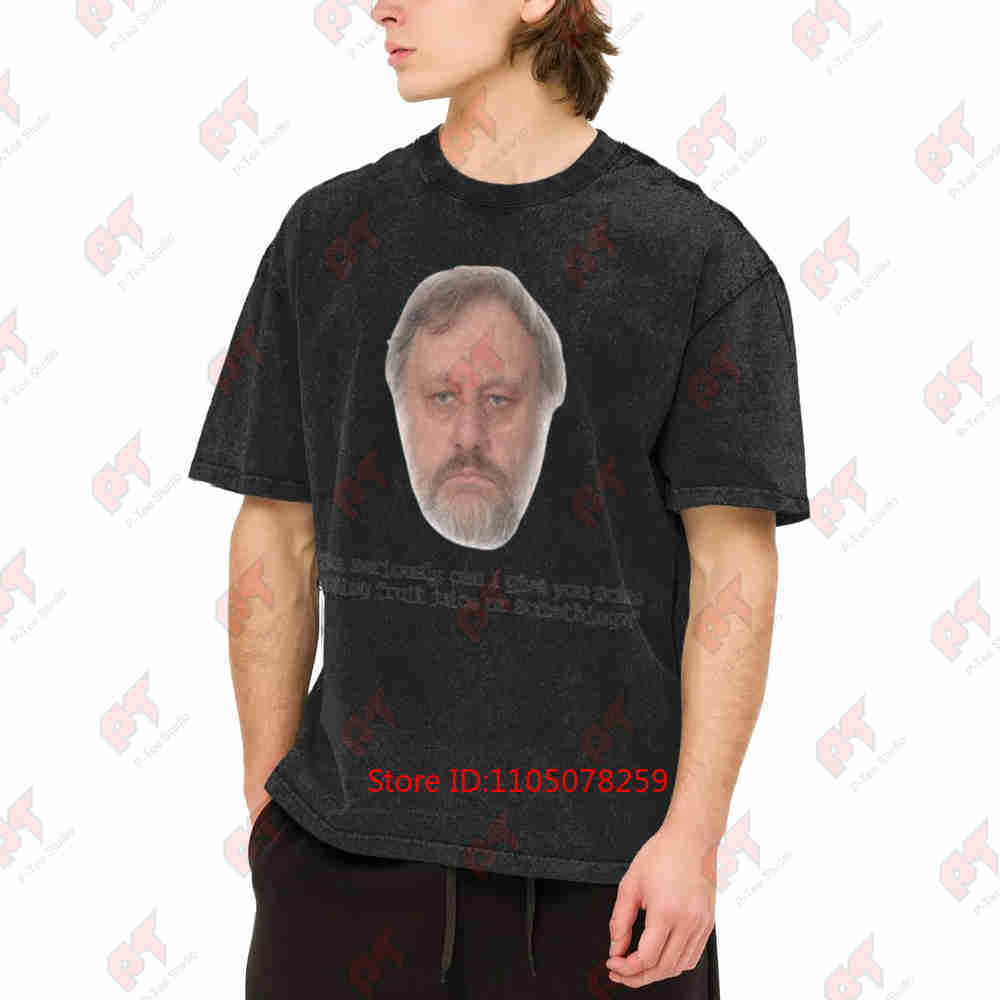 Slavoj Zizek Fruit Juice Vintage Washed Tee Pure Cotton T-Shirt