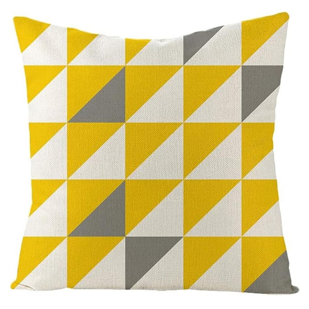 Yellow Geometric Patterned Pillow Covers, Vibrant and Trendy DecorLiving room sofa cushion cover,  bedroom room decoration