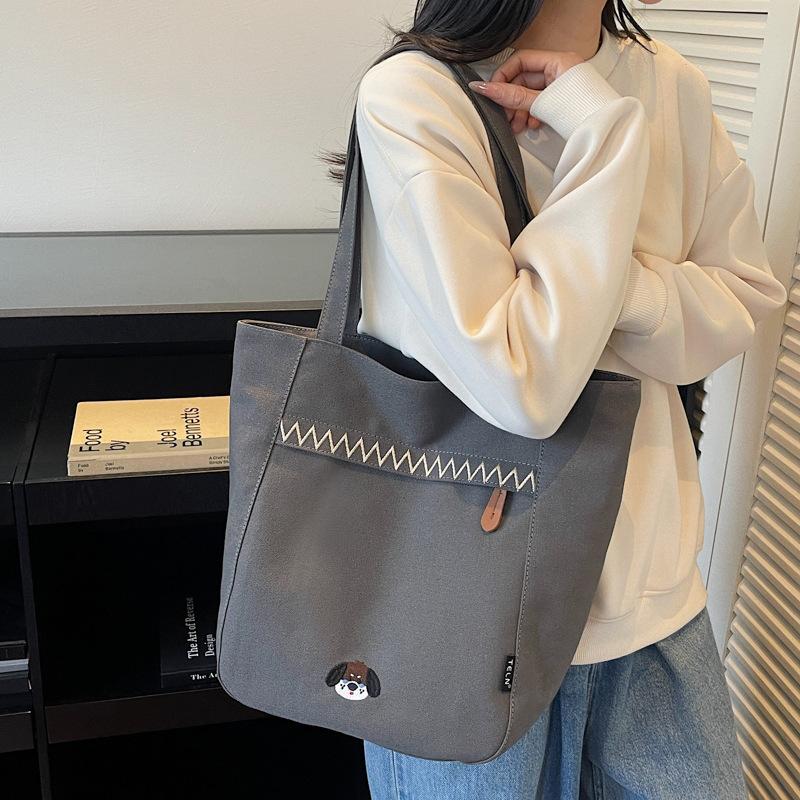Simple Portable Canvas Bag Women's 2025 Autumn and Winter New Fashionable Foreign Style Hand Carry Cloth Bag Student Shoulder Messenger Bag
