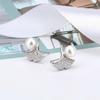 Beixi S925 Sterling Silver Ginkgo Leaf Diamond & Pearl Stud Earrings - Elegant & Fashionable Women's Jewelry