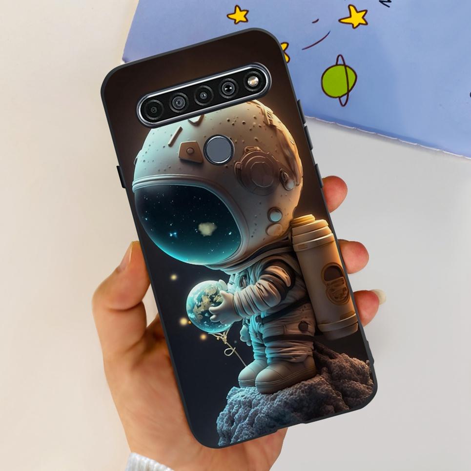 For LG K61 / Q61 / K62 / Q62 Case 2020 Fashion Back Cover Coque Flower Cartoon Animals Dragone Soft TPU Black Silicone Bumper