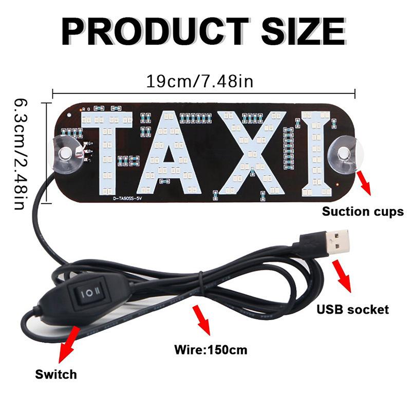 Dual Color Car TAXI LED Sign Light, USB Powered Indicator Lamp with On/Off Switch, Suction Cup Mount Windshield Decor Light for Taxi & Rideshare red and green colors