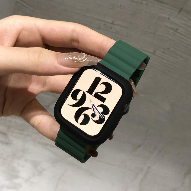 Silikonarmband + Hülle für Apple Watch Armband Ultra 2 49mm 44mm 45mm 42 40mm 38 41mm Damenarmband für iWatch 9 7 8 6 5 4 SE Armband