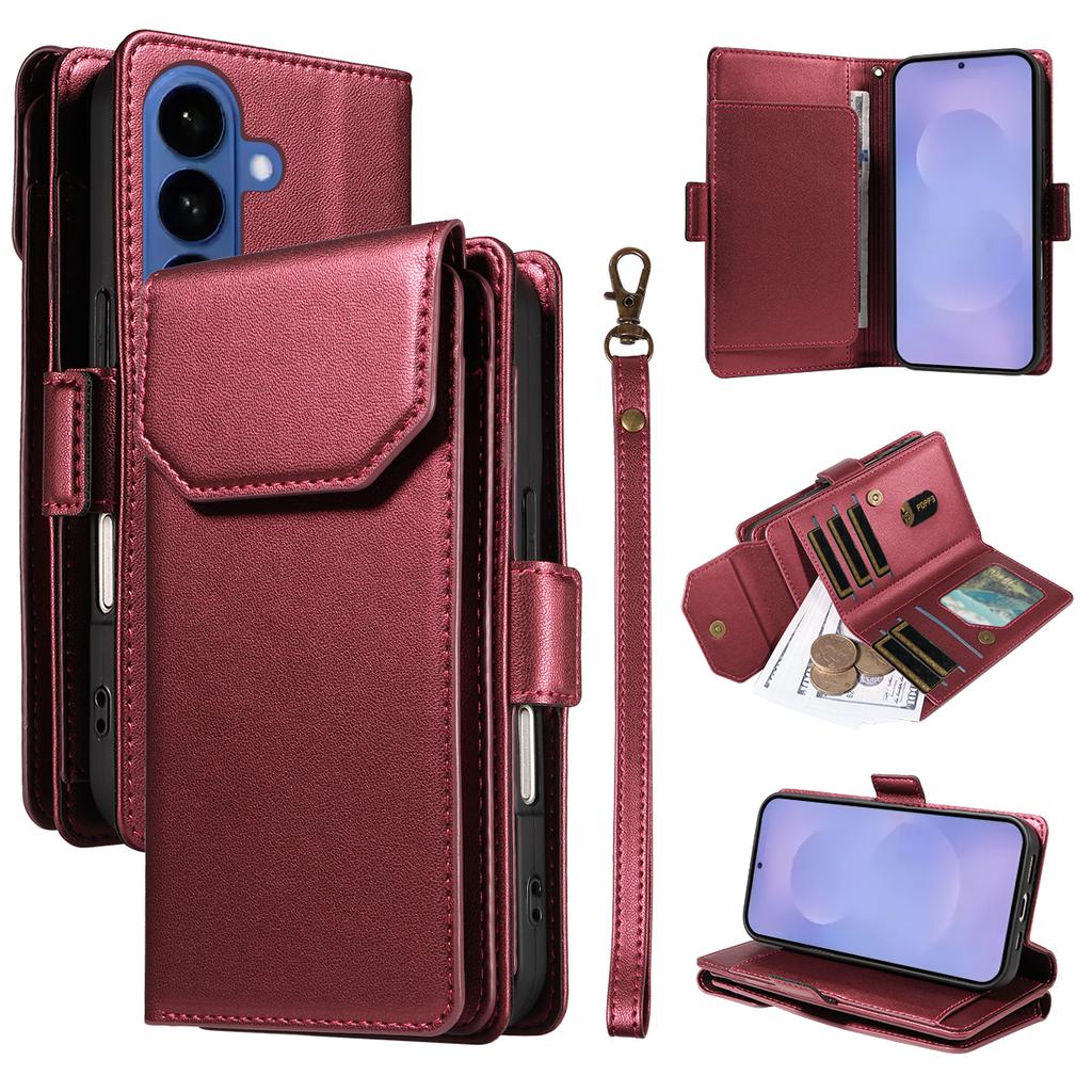 Luxury Magnetic Card Solt Wallet Flip Leather Phone Case For Samsung S26 Ultra S25 Plus S24 A16 A37 A57 A07 A17 Book Strap Cover