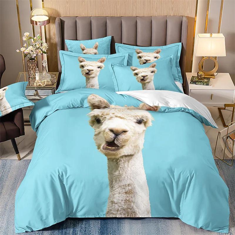 Lovely Little Penguin Comforter Bedding Sets 3D Print Blue 135x200 Bedroom Bed Cover Set For Changjin DeerKangarooOstrich