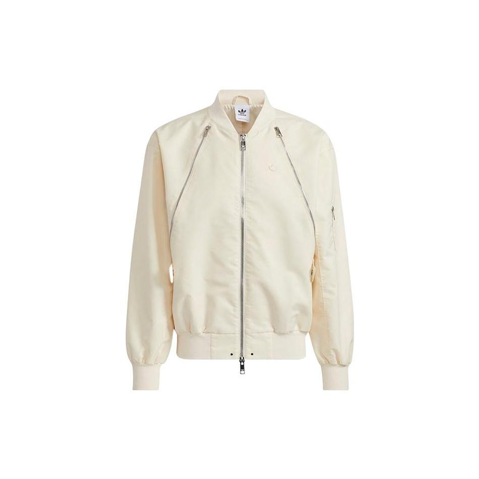 adidas originals Zipper Jkt Solid Color Casual Sports Jacket Beige Men s HL6493 XS
