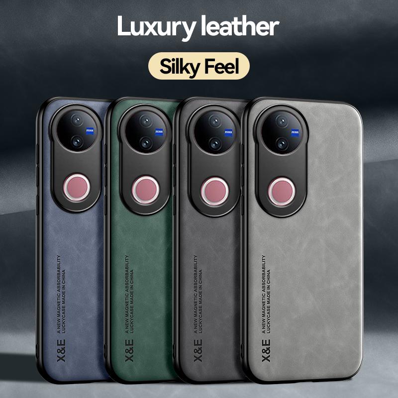 KEYSION Luxusní retro PU kožené pouzdro pro VIVO V50 5G Měkký silikon + PC nárazuvzdorný zadní kryt telefonu pro VIVO V50 5G