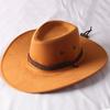 Vintage Western Cowboyhut Einfarbig Beckenhut Breitkrempig Jazzhut Outdoor Sonnenschutz für Wandern Camping Reiten