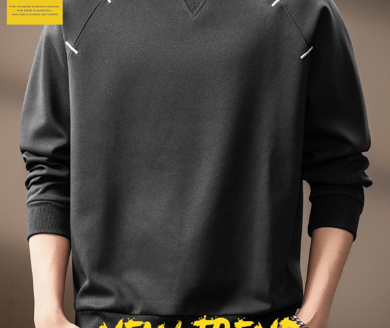 Men's Trendy Patchwork Long-Sleeve Hoodie - Autumn Casual Loose Fit Round Neck