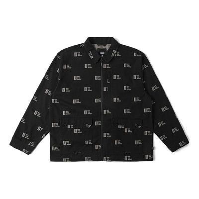 Buchstabenaufdruck Locker Geschnitten Jacke mit Reißverschlusskragen Herrenjacken Schwarz VN000GQ4CRG