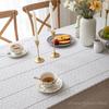 Cotton White Lace Tablecloth for Rectangle Tables, French Country Embroidered Table Cloth for Kitchen Wedding Parties Christmas