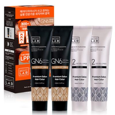 Parkjun Beauty Lab Premium Salon Gray Cover Hair Color Dye 300ml, Natural Brown, 2 Pcs.