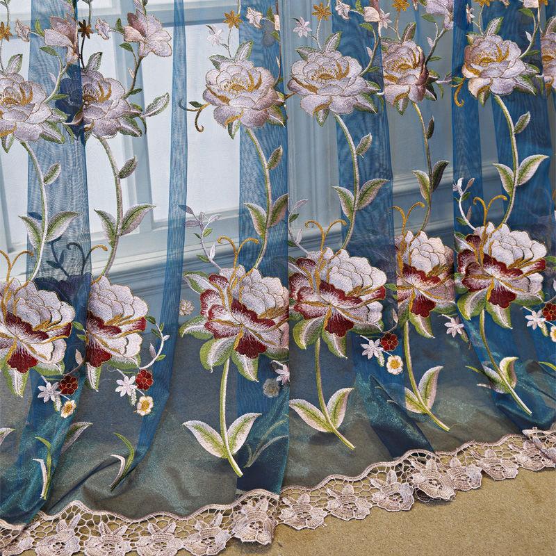 Chenille europeiske gardiner Blackout karnapp Vannløselige hule broderte gardiner for stue Spisestue Soverom