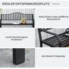 Metall-Gartenbank mit hochklappbarem Mitteltisch. Garten-Zweisitzer. Gartenbank für den Garten. Vorbau. Sitzplätze für 2–3 Personen. Schwarz