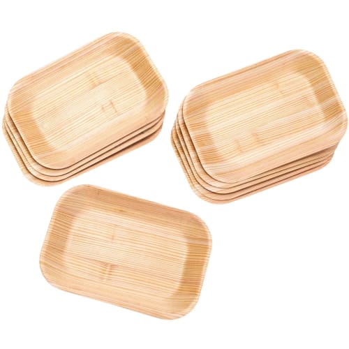 Try Wood Eco Wood Plates (10-Pack / Square / 16.5 X 23.5 Cm) Made In Japan with Japanese Cedar (Wooden Dishes That Can Be Used Like Paper Plates / Eas