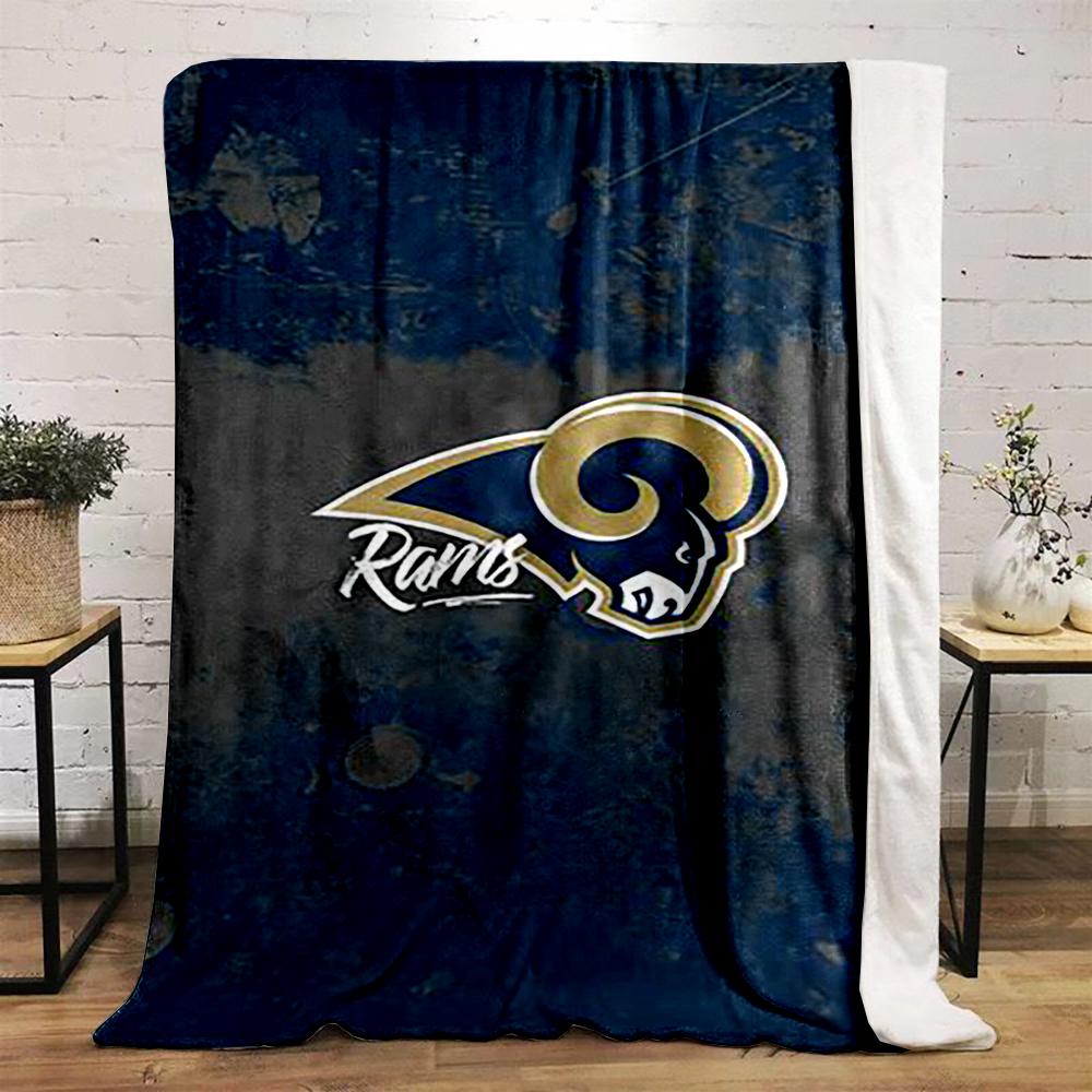Los Angeles Rams Logo Design Blanket Flannel Blanket for Bedroom, Living Room, Sofa, and Nap Sofas