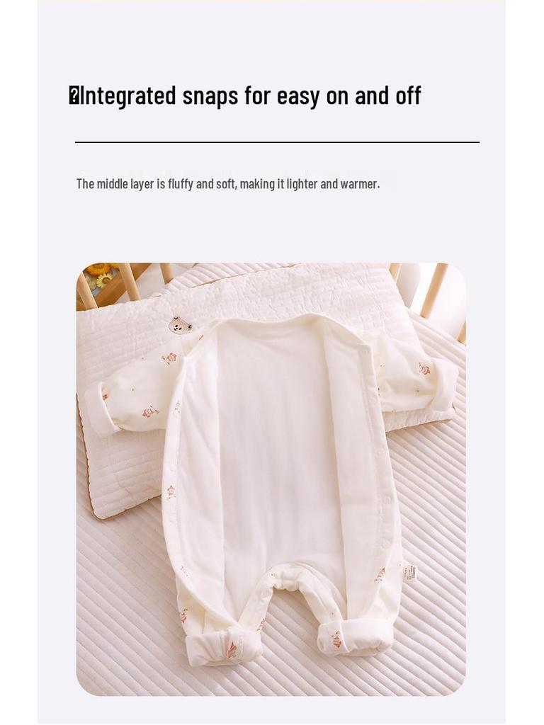 Baby Quilted Cotton Onesie - 40g, Thin, Warm Pajamas for Autumn/Winter
