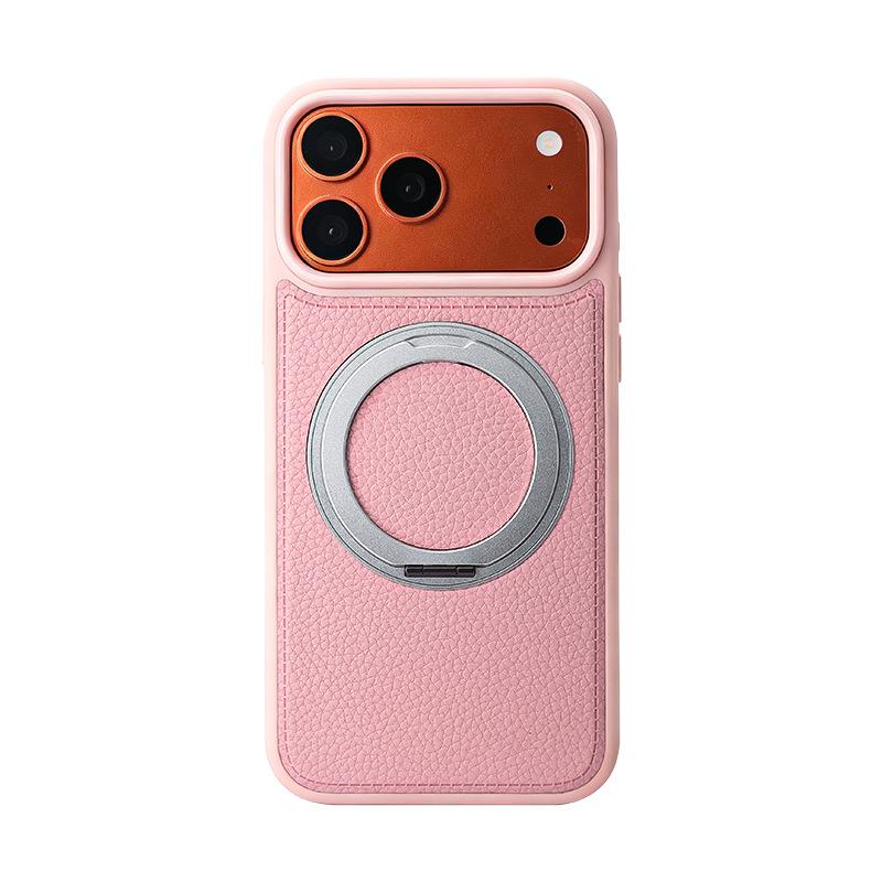 New Applicable Apple 18promax Leather Pattern Mobile Phone Case Rotating Magnetic Suction Bracket Iphone17 Leather Protective Case