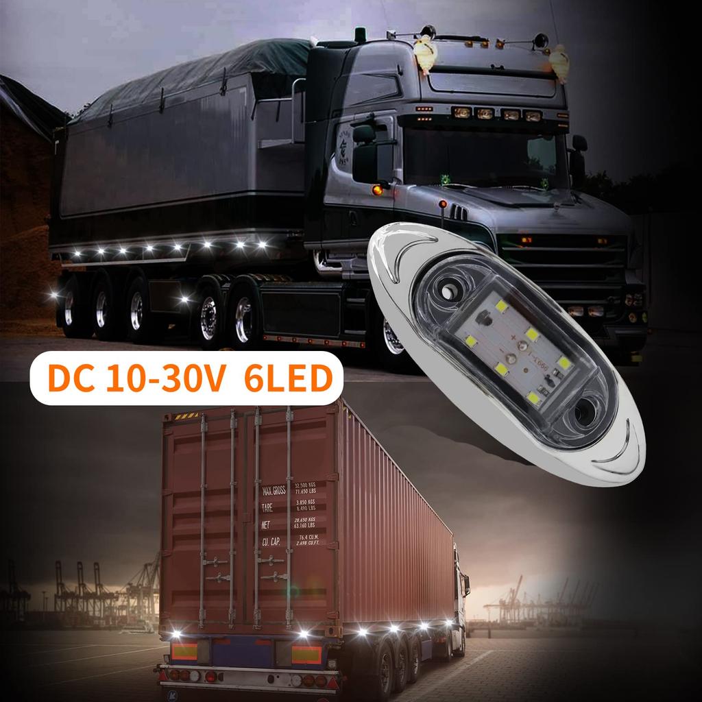 Aoling Side Marker, LED 24V White Truck Marker Lamp RV Bus Shoulder Light