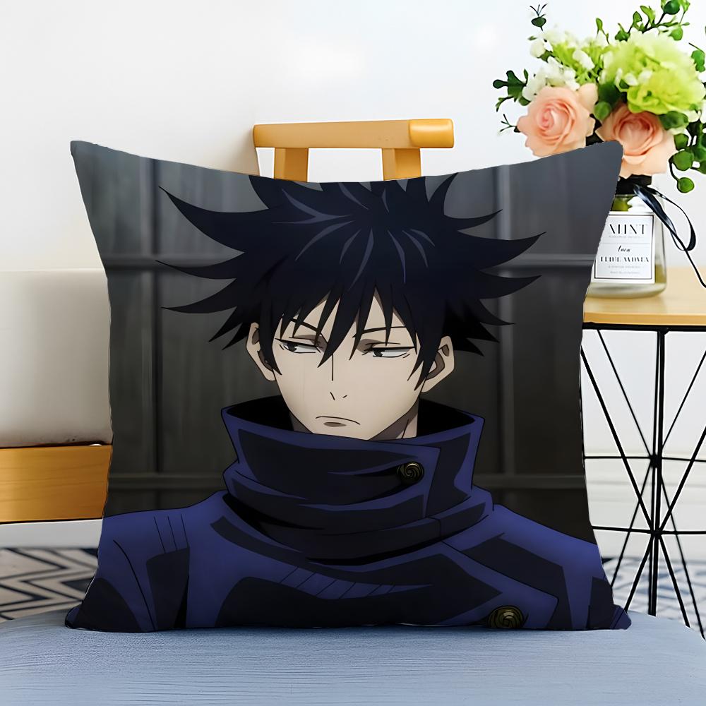 J-Jujutsu Kaisen Cushion Cover Washable Linen Pillowcase Soft For Sofa Bed Cozy Home Room Decor