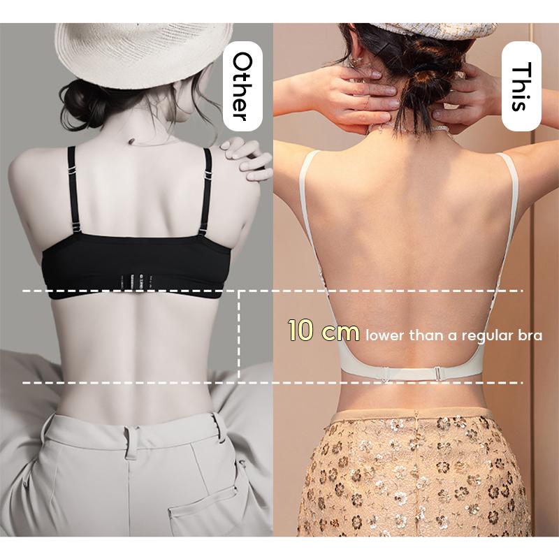 Front Closure Push Up Women's Bra Seamless Wireless Backless Bras Add Cup Thick Cup Brassiere Sexy Low Back Multiway Brassiere Gather Lingerie Female