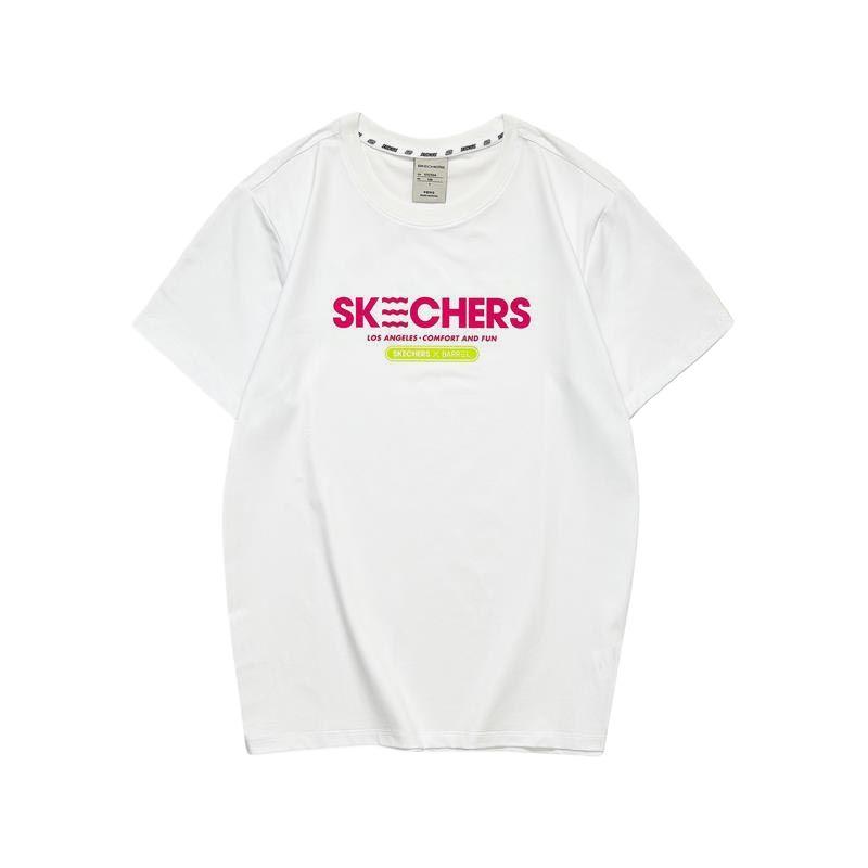 Skechers Fashionable Comfortable Versatile Soft Skin-Friendly Short Sleeve T-Shirt Women tops White L221U061-0019 S