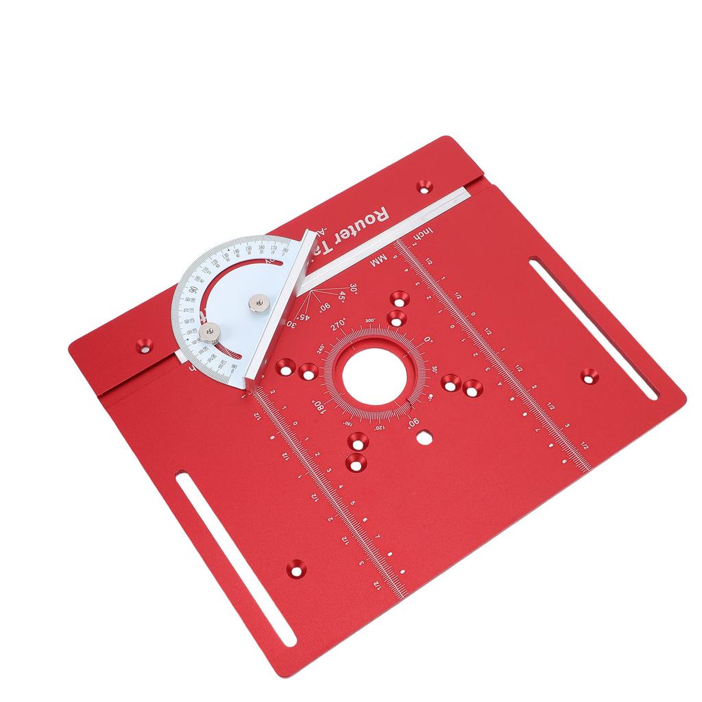 Router Table Insert Plate with Miter Guide Aluminum Alloy Woodworking Bench Flip Board for Trimming Red MM Inch Scales