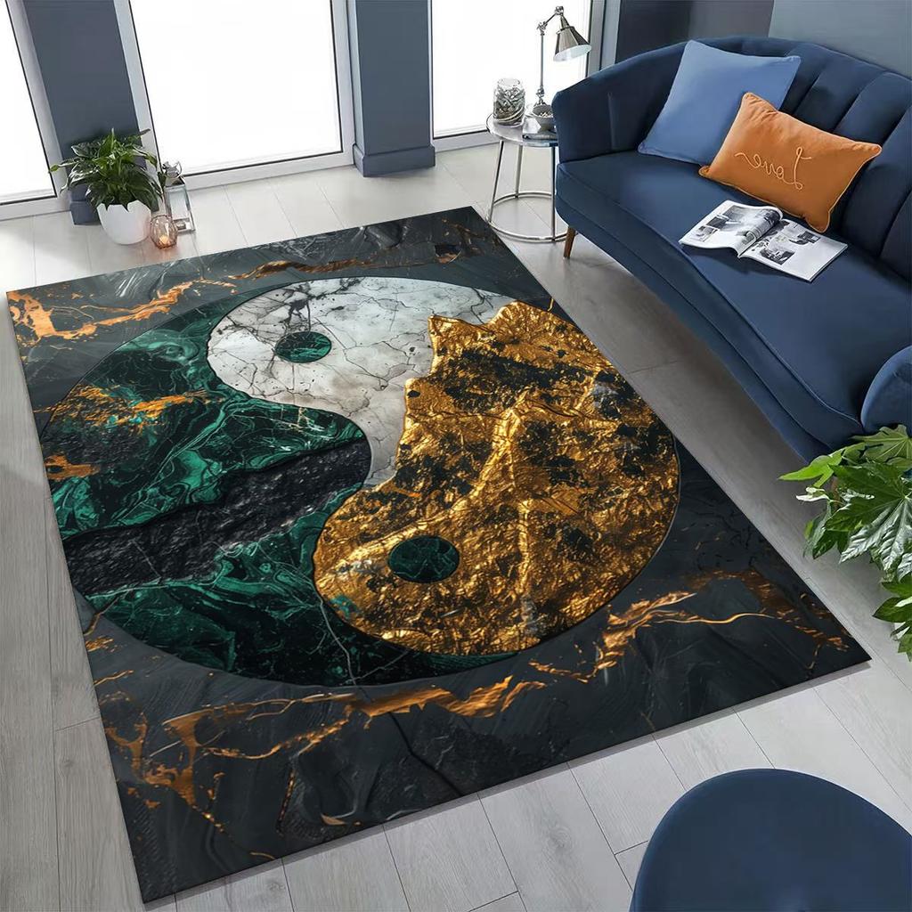 Nature Balance Yin Yang Tai Chi Black White Energy Rug for Bedroom Living Room Sofa Home Doormat Decor,Kids Non-slip Floor Mat